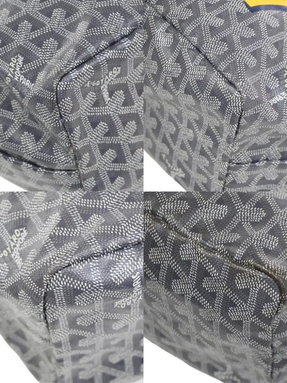 GOYARD Saint Louis PM Marquage Shoulder Tote Bag Pouch Gray Canvas